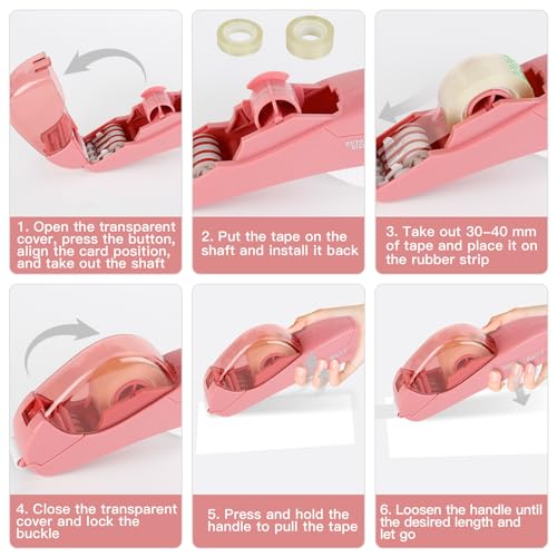 Eagle Automatic Tape Dispenser, Handheld & Portable Design, Office Tape Gun, One-Handed Operation with Safety Blade for Office, Home, DIY or Packaging (Includes 2 Free Tapes)（Flamingo Pink） - color: Flamingo Pink