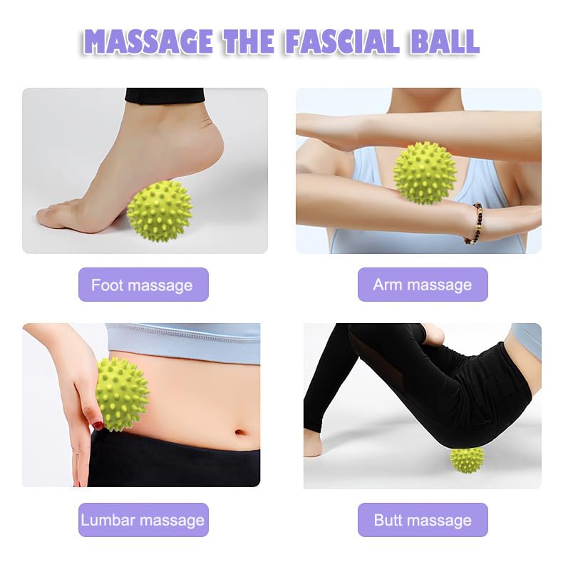 AKOAK 3" Hard Prick Massage Ball, Massage Roller for Plantar Fasciitis, Muscle Soreness Massage Ball - Exercise, Relaxation Massage Ball, Pack of 1 (Neon Green) - color: Neon Green