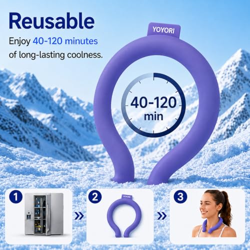 Neck Cooling Tube Wraps, Reusable Ice Ring Neck Cooler for Hot Weather - color: Navy