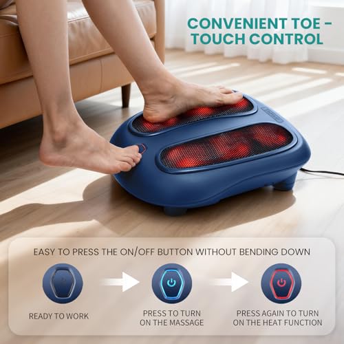 Nekteck Shiatsu Foot Massager with Heat for Neuropathy, Plantar Fasciitis - color: Blue
