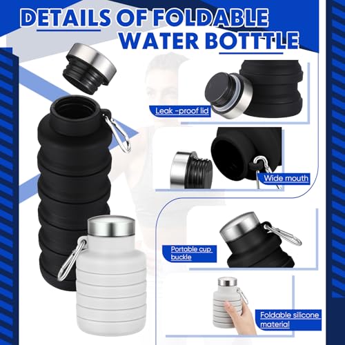 Baderke 2 Pcs Collapsible Water Bottles, 17oz, Black, Gray White - color: Black, Gray White