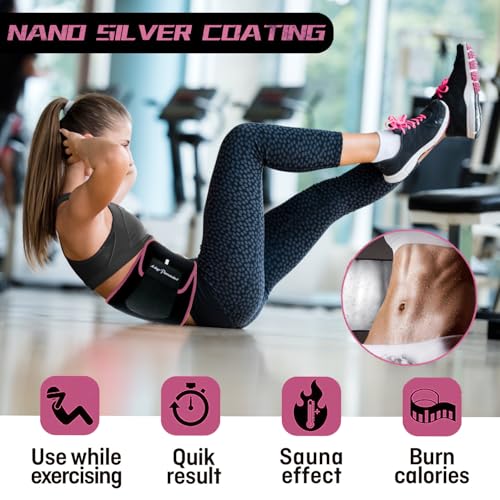 KingPavonini Waist Trainer for Men Women Belly Fat, Sweat Belt Band - color: Pink, size: L ( W 9'' × L 44'')