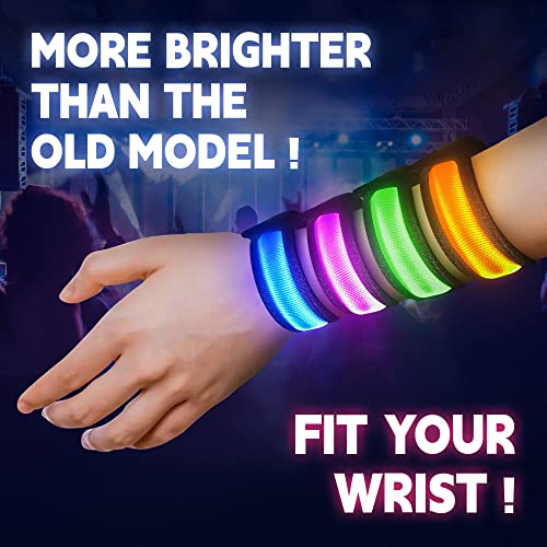 FANL 8/12/24 Pack LED Glow Bracelets, 8 Colors, Light Up Party Favors - color: 8 Pack – Black Bands with RGB Lights