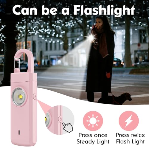 Rechargeable Personal Alarms for Women, Keychain Siren Alarm with Flashlight, Back to School College Essentials for Daughter, College Students, Teen Girls, Elders, Kids, Travel Essentials, Rose Gold - color: Rose Gold