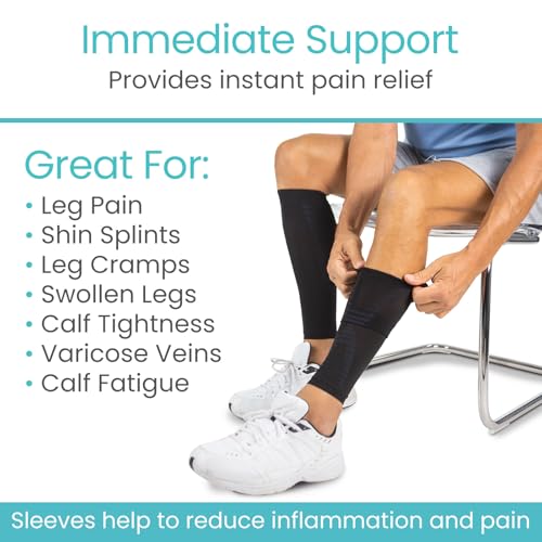 Vive Calf Compression Sleeve for Men & Women 20-30mmHg (1 Pair) - Footless - size: Medium