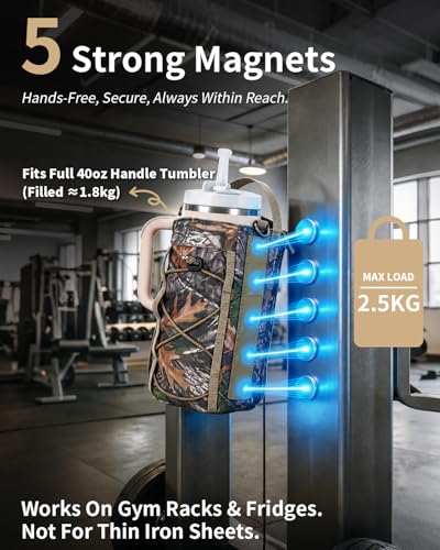 sportsnew Magnetic Water Bottle Holder for 40oz Tumbler Gym Hiking Sport - color: Woodland Camo -Magnetic