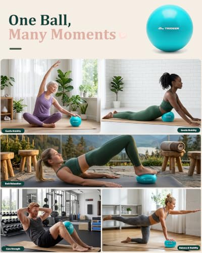 Trideer Exercise Ball for Rehabilitation with Guide, 9 Inch Pilates Ball - color: Turquoise (with pump, no guide)