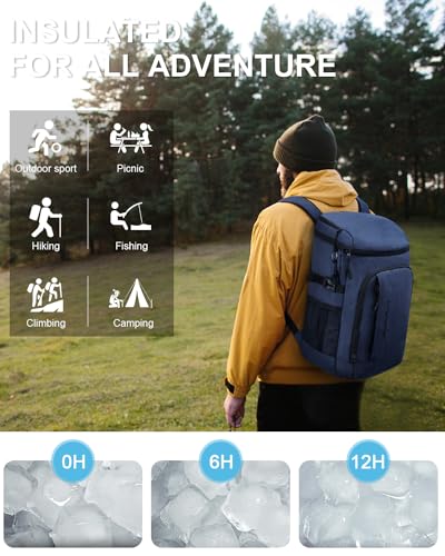 Capolo Cooler Backpack Insulated Leak Proof for Women Men Soft Cooler Bag - color: Blue, size: 36 Cans