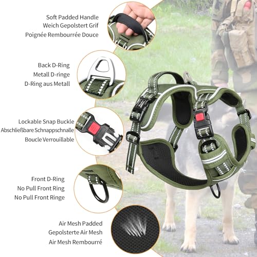 HEELE Dog Harness, Soft Padded, Front Clip Vest with Control Handle Green S - color: Lock Green, size: S (Pack of 1)