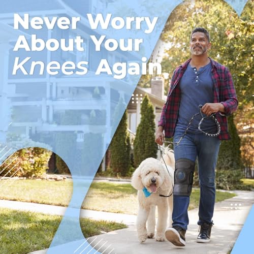 Hinged Knee Brace - Relieves ACL, MCL, Meniscus Tear, Arthritis, Tendon Pain - Open Patella Design with Dual Metal Side Stabilizers - Support for Running, jogging, For Men and Women (Large) - size: Large