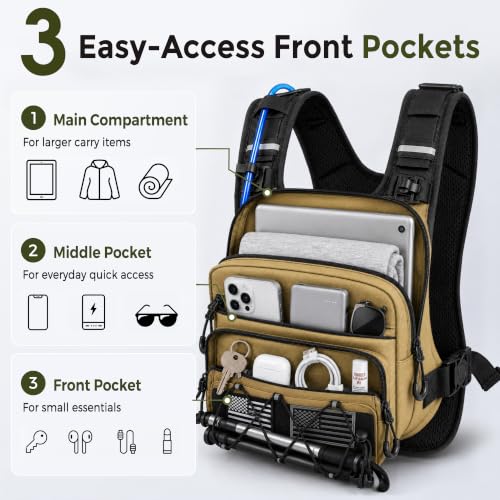 Running Vest Water Backpack with 2L Leak-Proof Bladder for Men & Women - color: Khaki