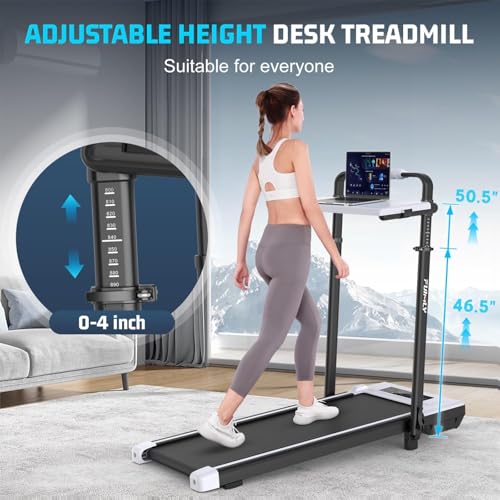 ANCHEER Walking Pad with Incline - Under Desk Treadmill with Handle Bar - color: White