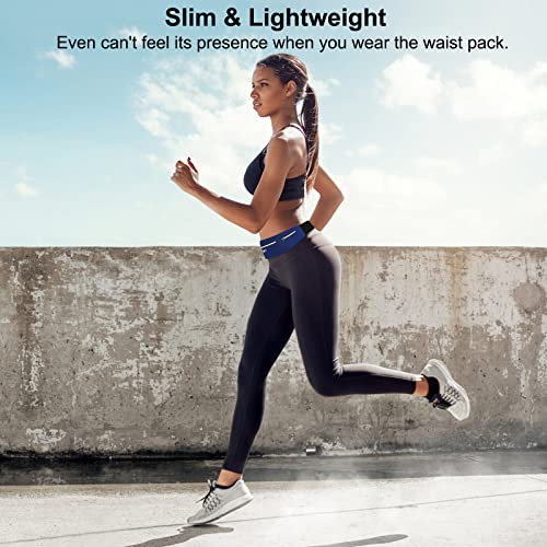 Guzack Slim Running Belt for Phone 6.8'', 3 Pouch Waist Pack - color: Dark Blue