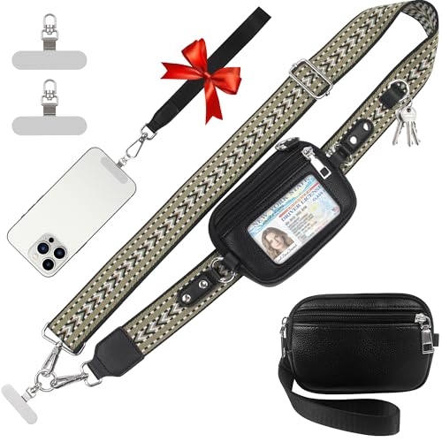 Phone Lanyard Wallet Crossbody Strap To Save The Bag For Girls - color: Black