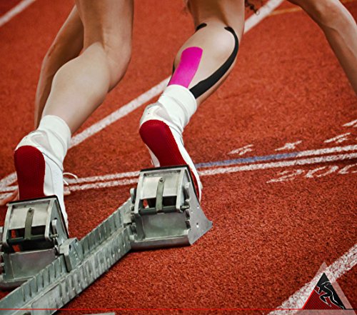 Original Kinesiology Athletic Tape. Professional Sports Tape for Ankle Wrist Knee Shoulder Muscles Joints. Latex Free, Waterproof, Stretchy, and Gentle on Skin. Up to 115 ft/Roll - color: Black - Uncut
