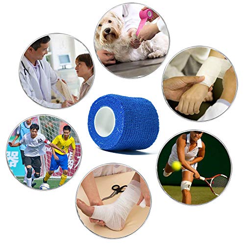 12 Pack Self Adhesive Bandage Wrap, 1" x 5 Yards, Cohesive Athletic Tape - size: 1x180 Inch (Pack of 12)