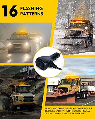 LUMENIX Rooftop Magnetic Strobe Beacon Amber LED Light Bar for Trucks - color: Amber