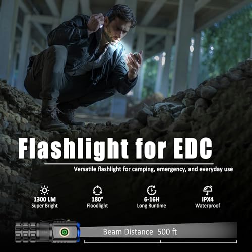 2-Pack Portable LED Mini Flashlight, Rechargeable EDC Small Pocket Flashlight 6 Lighting Modes w/Magnet Clip Waterproof for Camping Hiking Night Walking Running Outdoor Emergency