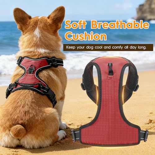 No Pull Dog Harness, No-Choke Soft Padded Reflective Dog Vest Harness with Front Clip & Top Handle, 2 Quick-Release Buckles, Adjustable for Small Medium Large Dogs - color: Antique Rose, size: X-Small