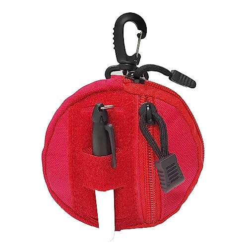 1000D Laser Cut Coin EDC Pouch Change Purse Tactical Round Zipper Bag - color: RED