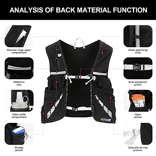 INOXTO Running Hydration Vest Backpack,Lightweight Insulated Pack with 1.5L Water Bladder Bag Daypack for Hiking Trail Running Cycling Race Marathon for Women Men - color: Black white