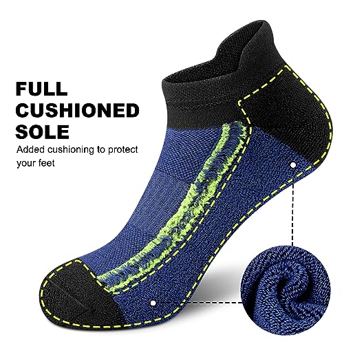 Gonii Men's Running Athletic Ankle Socks - Thick Cushioned Low Cut Socks - color: 5 Pairs Quotidian, size: 12-15