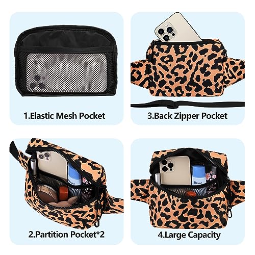 Fanny Pack Waist Belt Bag Fashion Fanny Women and Men Gift Waist Pack With Adjustable Strap For Travel Running 2L Leopard Yellow - color: 2L Leopard Yellow