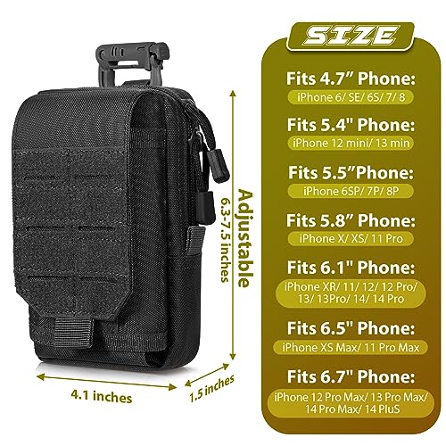 SOWHUP Tactical Molle Pouch Cell Phone Pouch Holster Small Utility EDC Pouch Gadget Organizer Bag - color: Black-D