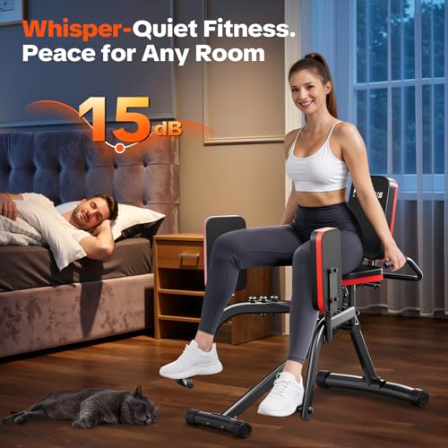 Hip Abductor Machine for Women/Men, Compact Glute Machine & Leg Exercise Equipment with Resistance Band, 6-Level Adjustable Booty Builder for Home Gym, Ultra Quiet, 360° Adjustable Leg Pads