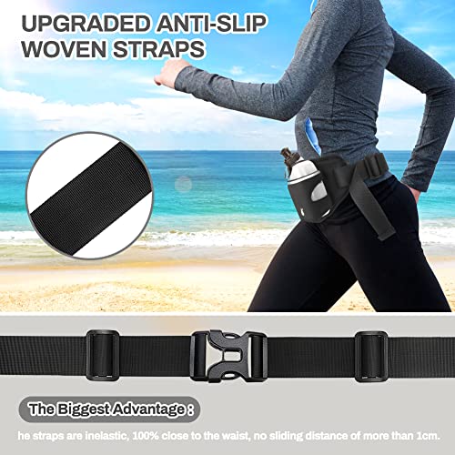 Hydration Running Belt with Water Bottles(2 x 300ML), Luckit Nylon Webbing Running Waist Bag Reflective Bum Bag Adjustable Sports Waist Pouch for Marathon Running Hiking Camping Jogging (Black) - color: Black