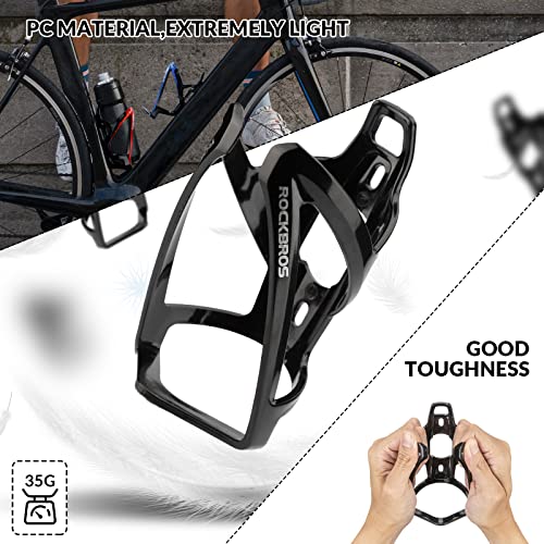 ROCKBROS Bike Water Bottle Holder Ultralight Bottle Cages with Screws Tool - color: Black, size: Standard