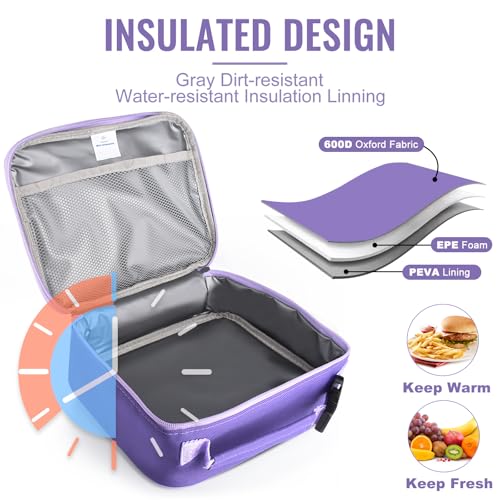 Genteen Kids Insulated Lunch Box for Boys Girls,Back to School,Office - color: C-1pk Purple