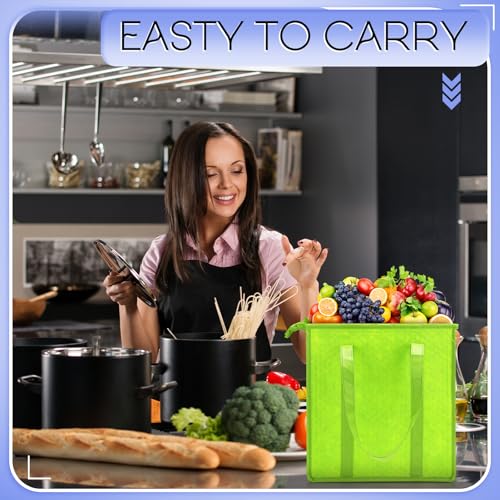 10 Pack Large 18L Insulated Grocery Bag Bulk Zippered, Green, Blue - color: Green, Blue