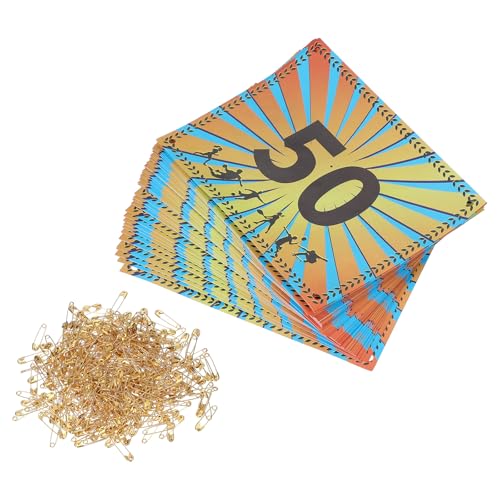 PATIKIL Tearproof Running Bib Numbers, Wheat Ears Waterproof Race Competitor Numbers with Safety Pin for Marathon Sports Game Competition Runner - style: 1-50
