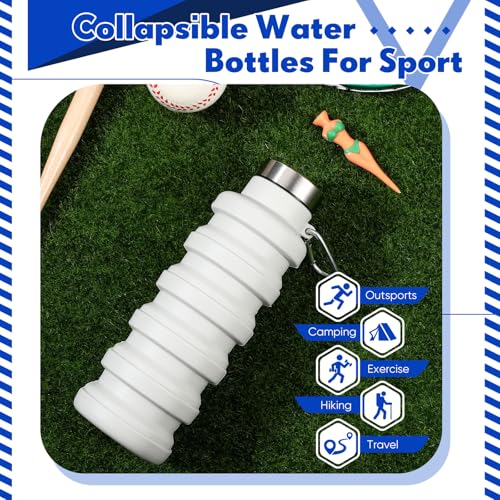 Baderke Collapsible Water Bottle 17oz Silicone with Buckle, Gray White - color: Gray White