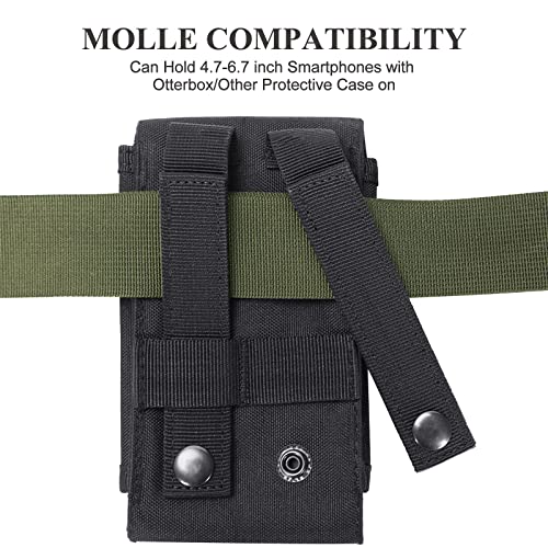 Universal Tactical MOLLE Holster Army Mobile Phone Belt Pouch EDC Security Pack Carry Accessory Kit Waist Bag Case Compatible iPhone 13 14 15 Pro XS Max XR 7 8 Plus for Samsung Galaxy S10 S9 S8 Plus - color: #A (Big)