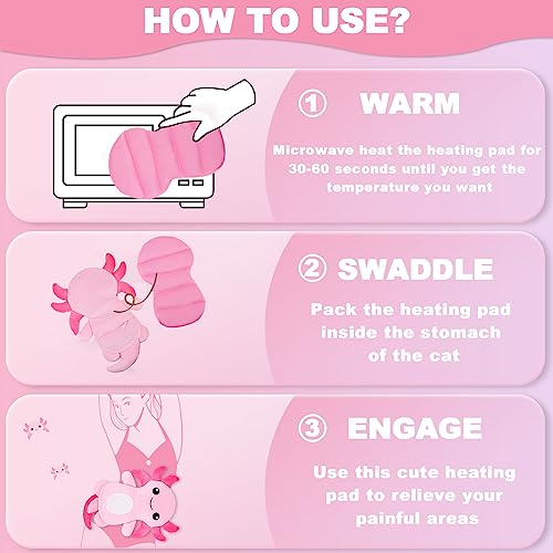 Microwave Heating Pad for Period Cramps Pain Relief, 16"×12", Pink Axolotl - size: Pink Axolotl