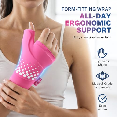 Thumb & Wrist Ice Pack Wrap, Long-Lasting Cold Compression for Recovery - size: L/XL, style: Pink