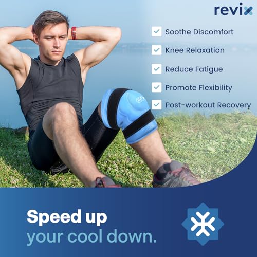 REVIX Ankle Ice Pack Wrap – Reusable Gel Cold Compression for Foot Discomfort, 20‘’ XXXL Knee Ice Pack Wrap Around Entire Knee