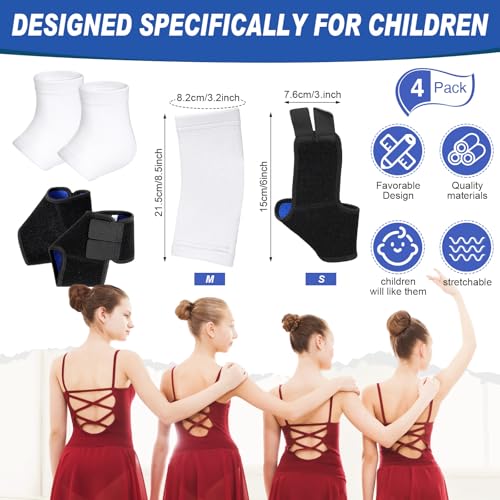 Tarpop 2 Pairs Kids Ankle Brace, Compression Sleeves, M+S, Black,White - color: Black,White, size: Small,Medium