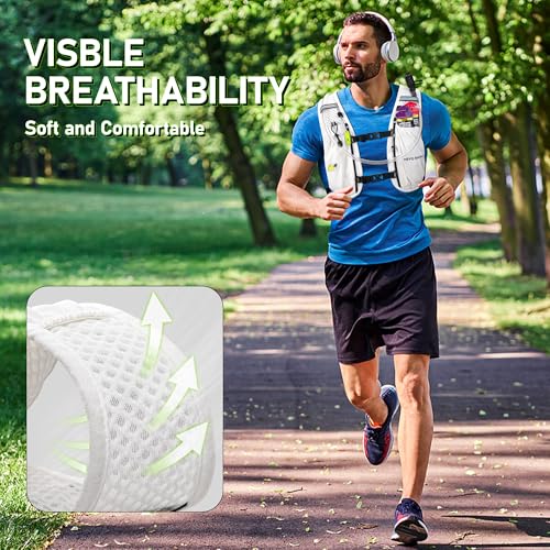 N NEVO RHINO Running Vest with 1.5L Water Bladder, Hydration Vest Pack - color: White