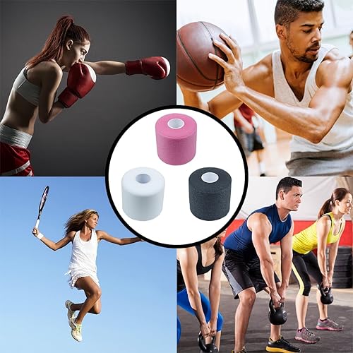 2 Rolls 60 Yards Pre-wrap Athletic Tape Foam Underwrap Tape Sports Foam Underwrap Bandage Athletic Foam Tape for Wrists Elbows Knees Ankles Hair (Pink) - color: Pink