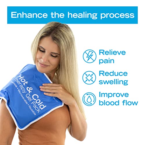 Roscoe Medical Gel Soft Flexible Ice Packs for Injuries, Reusable Freezer Hot and Cold Pack, Cold Compress & Cooling Gel Pad for Shoulder, Hip, Leg, Arm, Ankle & Foot Injury, 11 x 14 Inches, Large - size: Large, 11" x 14"