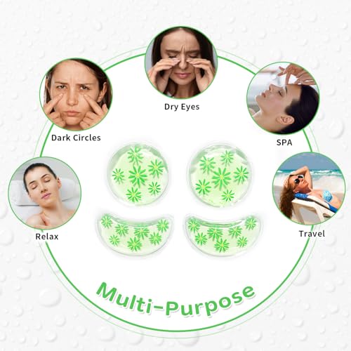 4PCS Gel Eye Ice Pack Set Reusable, Cold and Hot Compress for Eyes - color: Leaves