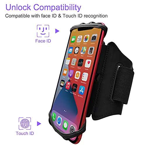 Universal Rotatable Running Cell Phone Armband Holder, Black