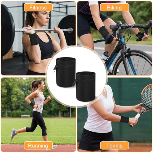 Nogeqi 2PCS Wrist Wallet for Men Women Armband Wrist Pouch Wristbands Sweatbands Anti Theft Wallet for Outdoor Sports Running Workout RFID Zipper Pouch (Black)