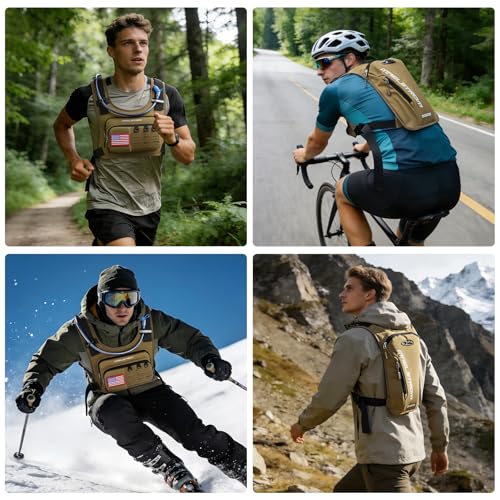 Maelstrom Hydration Running Vest with 2L Water Bladder for Men Women - color: Khaki