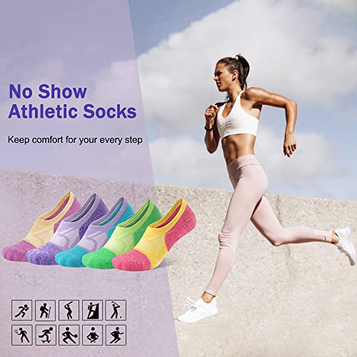 Gonii Compression No Show Athletic Womens Socks Running Cushioned 5-6 Pairs - color: 5 Pairs Colorful-b, size: 5-8