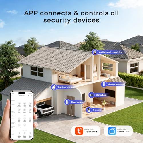 PGST Home Alarm System,4.3in WiFi+4G Touch Screen Siren No Monthly Fees - color: White & Gray