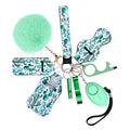 AMIR Safety Keychain Set for Women and Kids, 10 Pcs Safety Keychain Accessories with Sound Personal Alarm, Whistle and Pom - color: Green